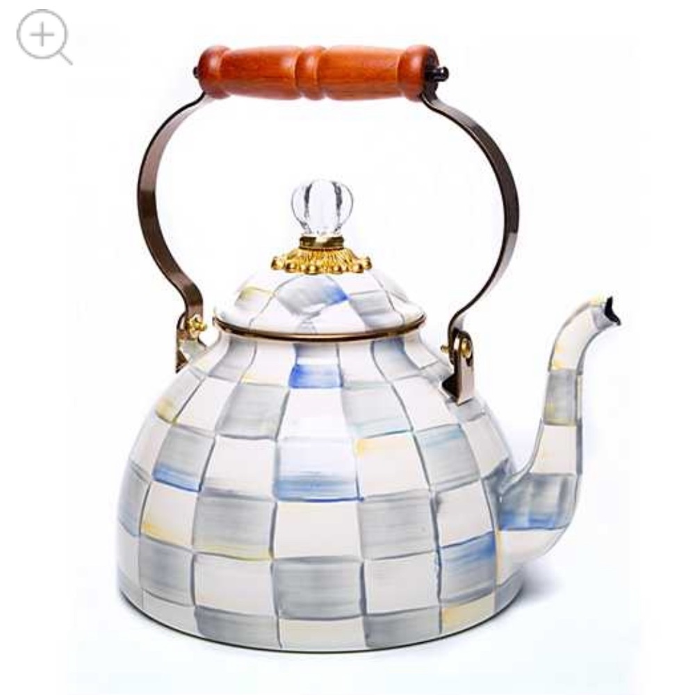 Mackenzie-Childs Sterling Check Enamel Tea Kettle - 3 Quart